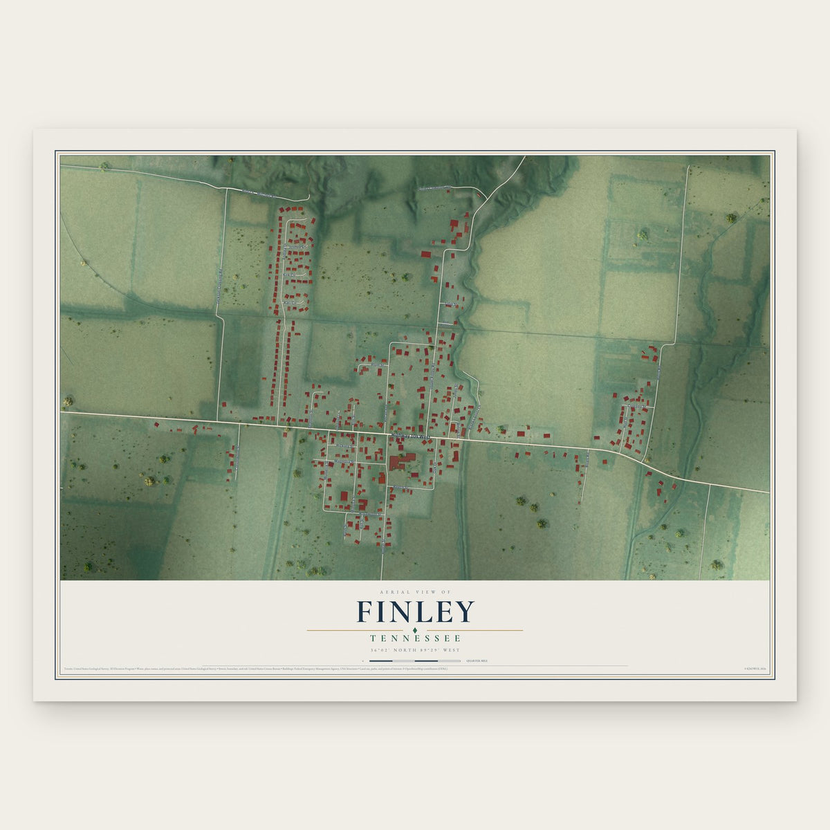Finley, Tennessee map print, the full design