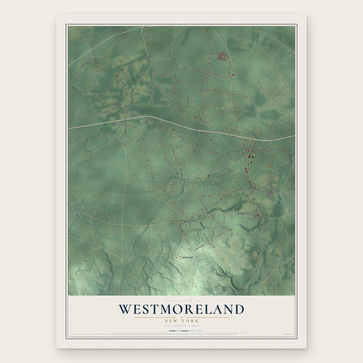 Westmoreland, New York map print, the full design