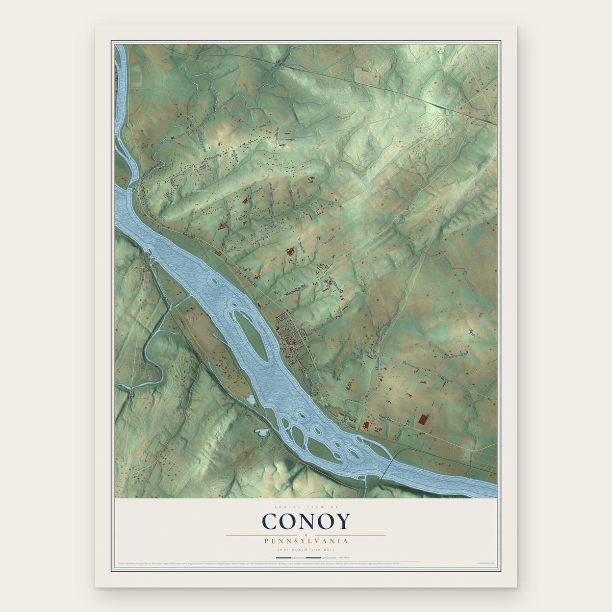 Conoy, Pennsylvania map print, the full design