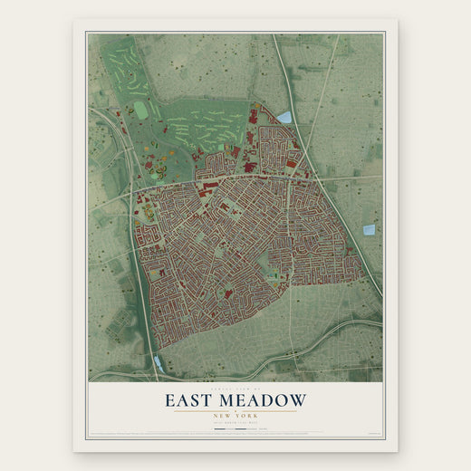 East Meadow, New York map print, the full design
