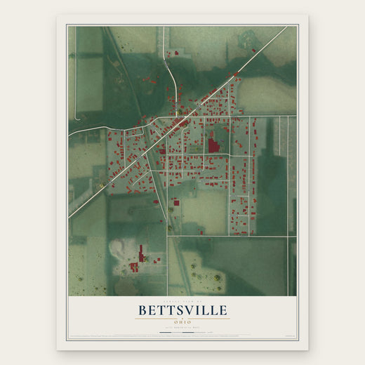 Bettsville, Ohio map print, the full design