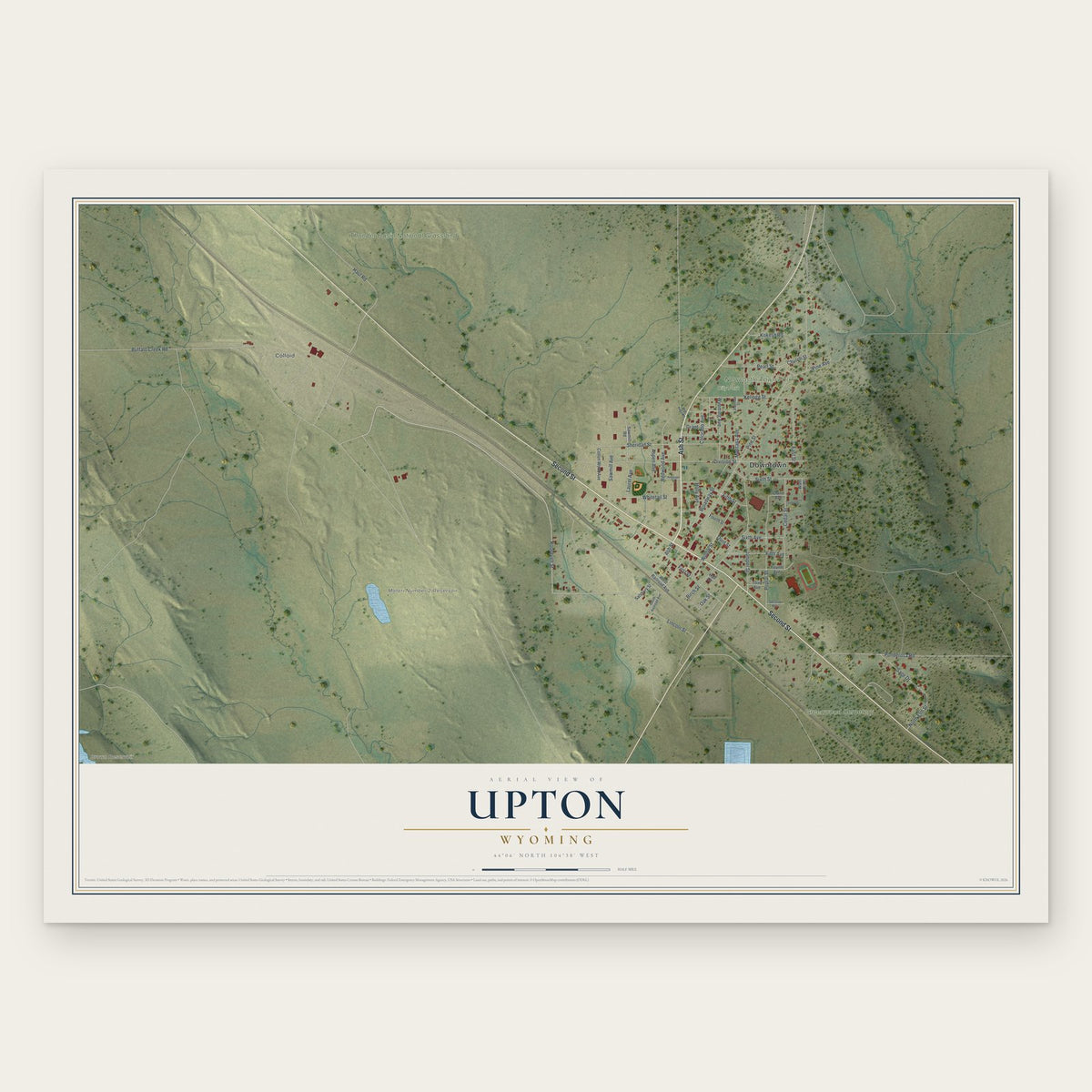 Upton, Wyoming map print, the full design
