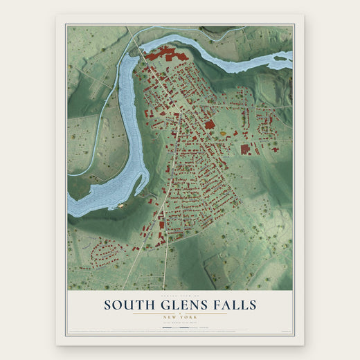 South Glens Falls, New York map print, the full design