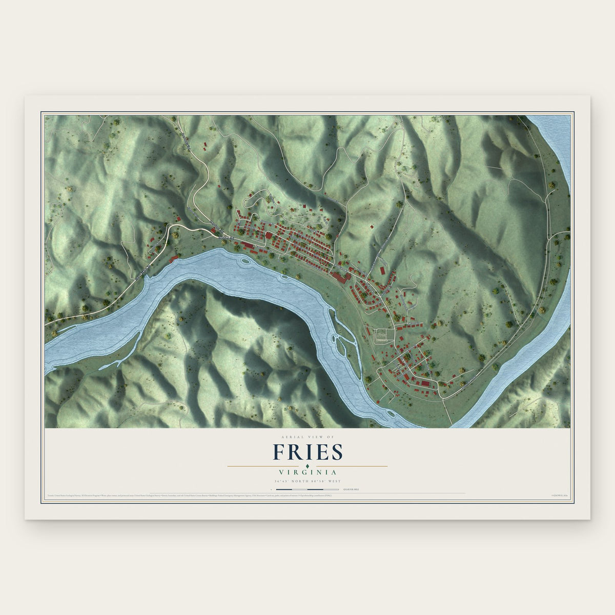 Fries, Virginia map print, the full design