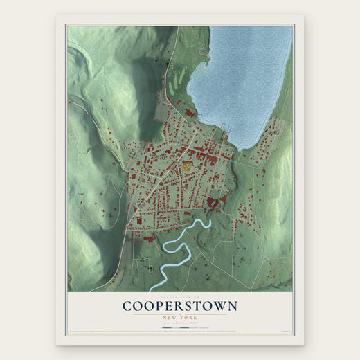 Cooperstown, New York map print, the full design