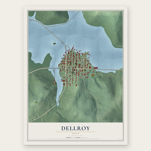 Dellroy, Ohio map print, the full design
