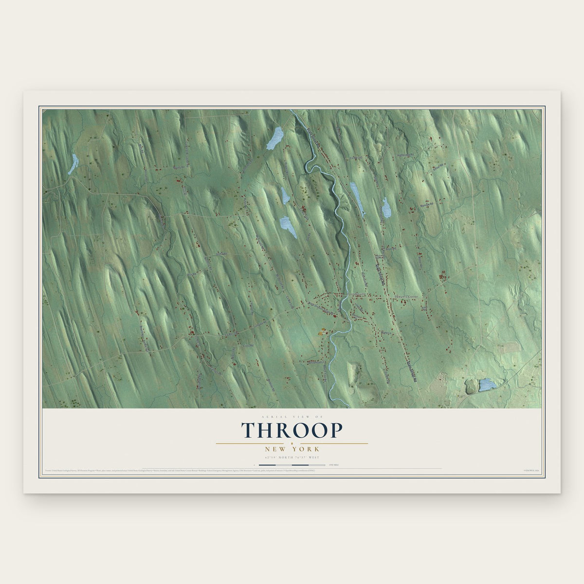 Throop, New York map print, the full design