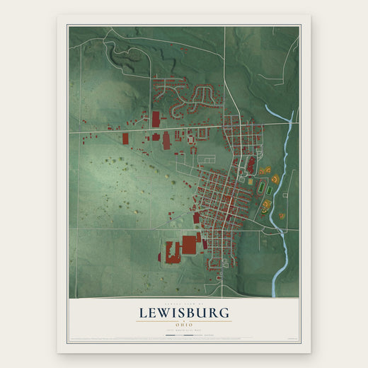 Lewisburg, Ohio map print, the full design