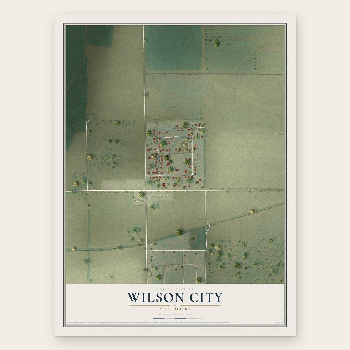 Wilson City, Missouri map print, the full design