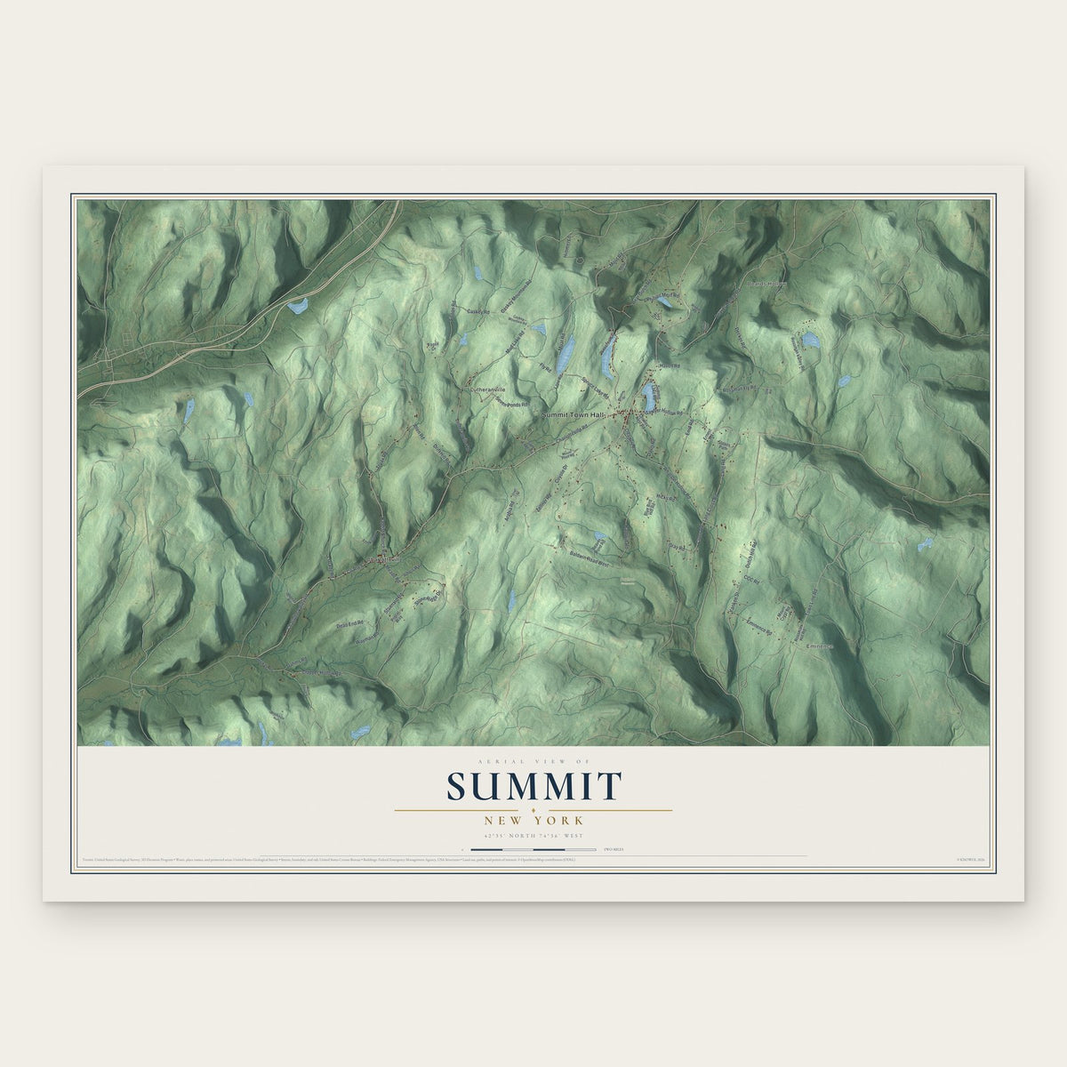 Summit, New York map print, the full design