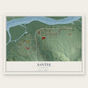 Santee, Nebraska map print, the full design