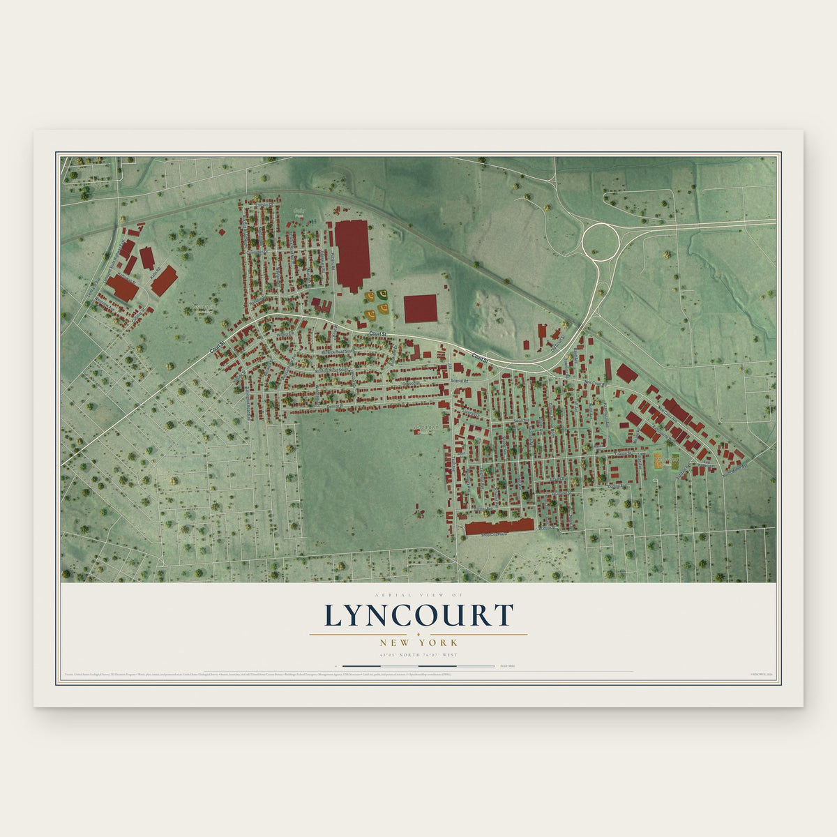 Lyncourt, New York map print, the full design