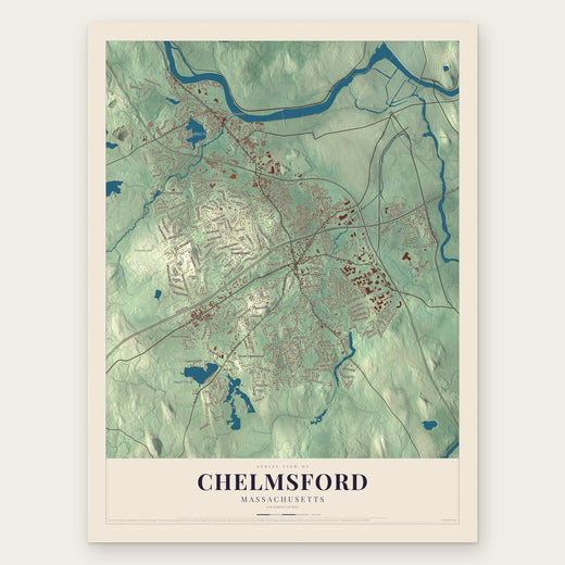 Chelmsford, Massachusetts map print, the full design