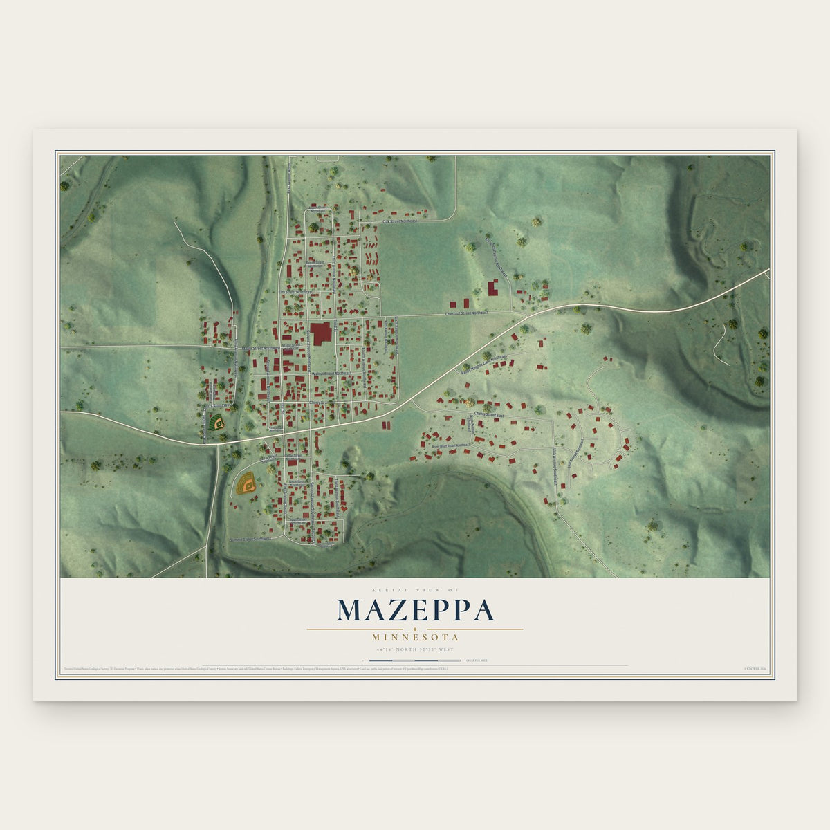 Mazeppa, Minnesota map print, the full design