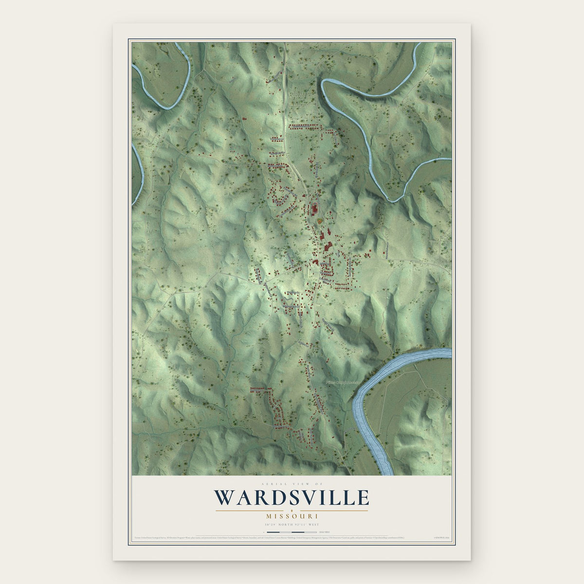 Wardsville, Missouri map print, the full design