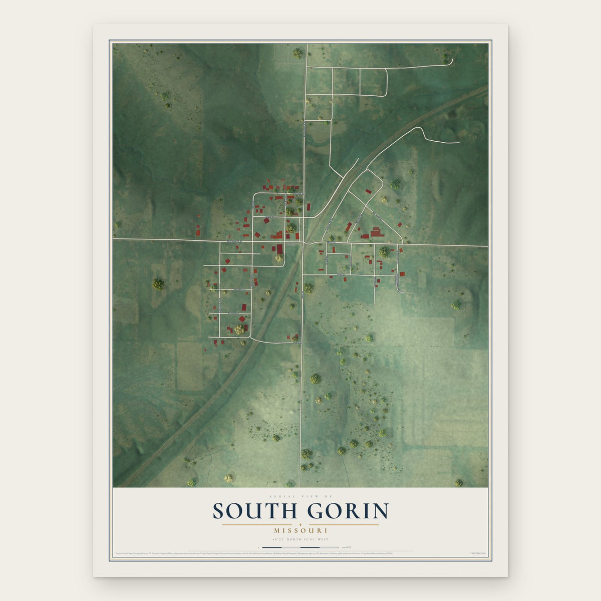 South Gorin, Missouri map print, the full design