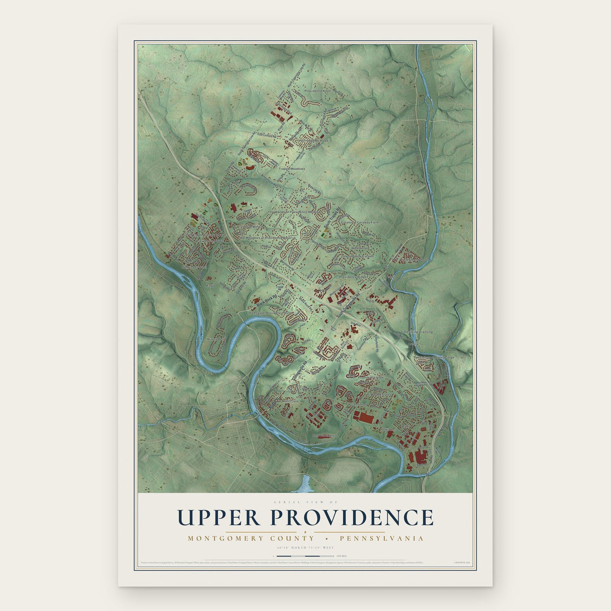 Upper Providence, Montgomery County, Pennsylvania map print, the full design