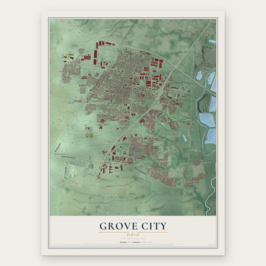 Grove City, Ohio map print, the full design