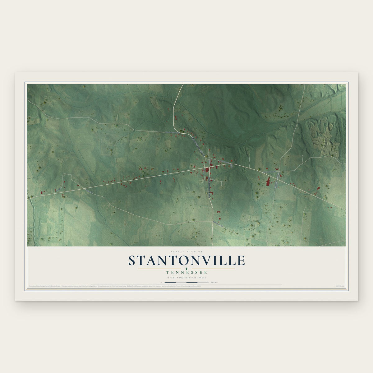 Stantonville, Tennessee map print, the full design