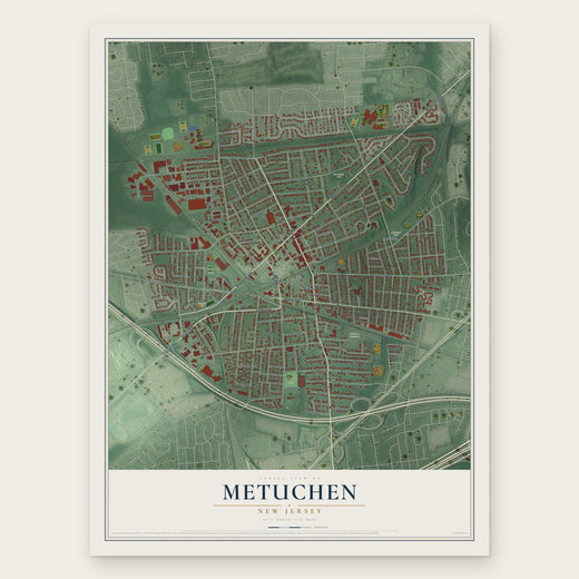Metuchen, New Jersey map print, the full design