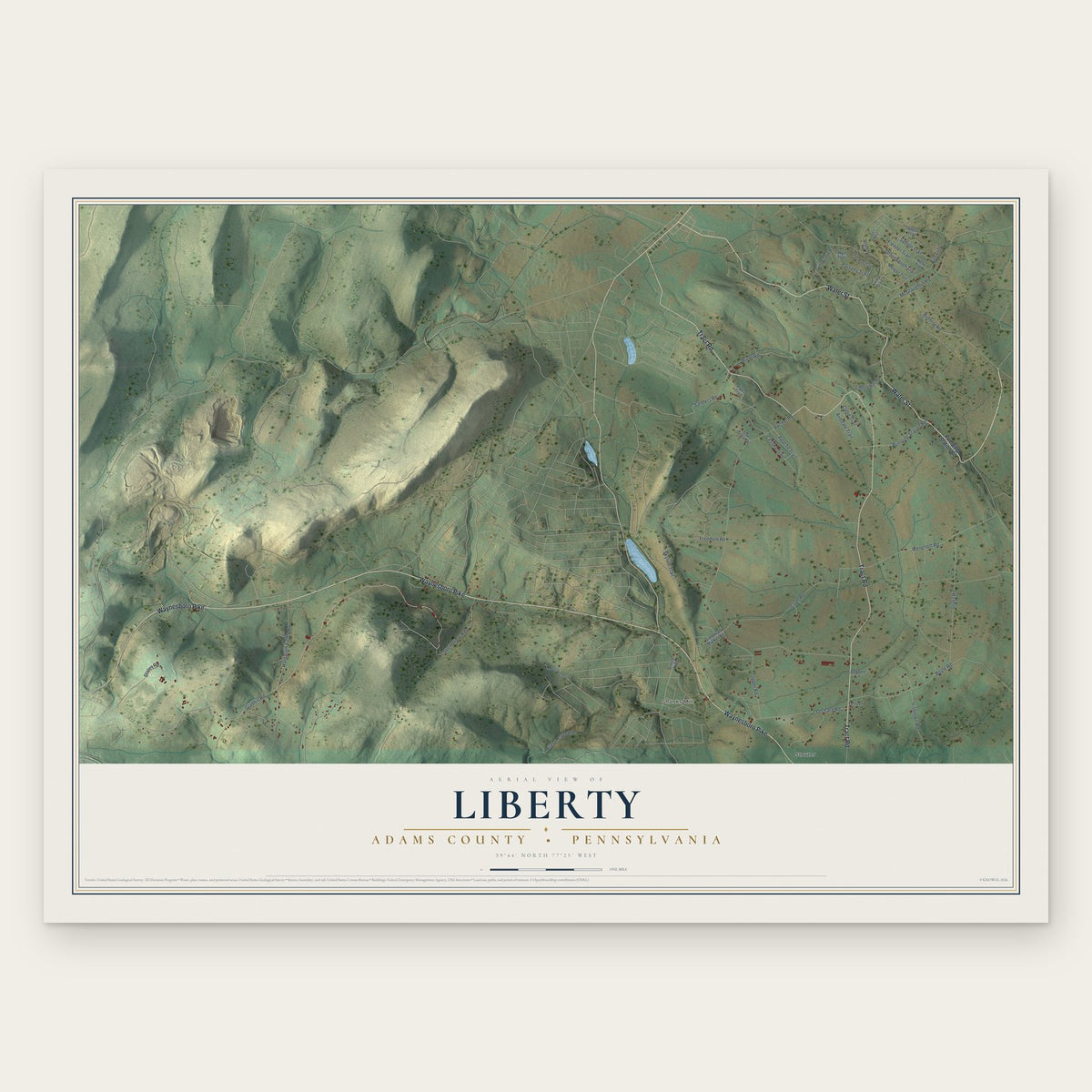 Liberty, Adams County, Pennsylvania map print, the full design
