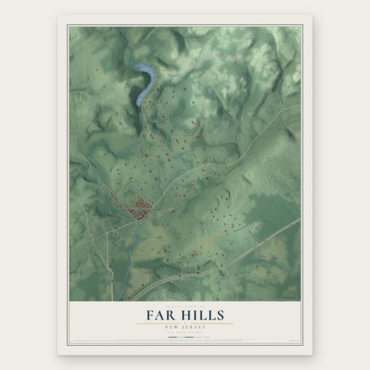 Far Hills, New Jersey map print, the full design