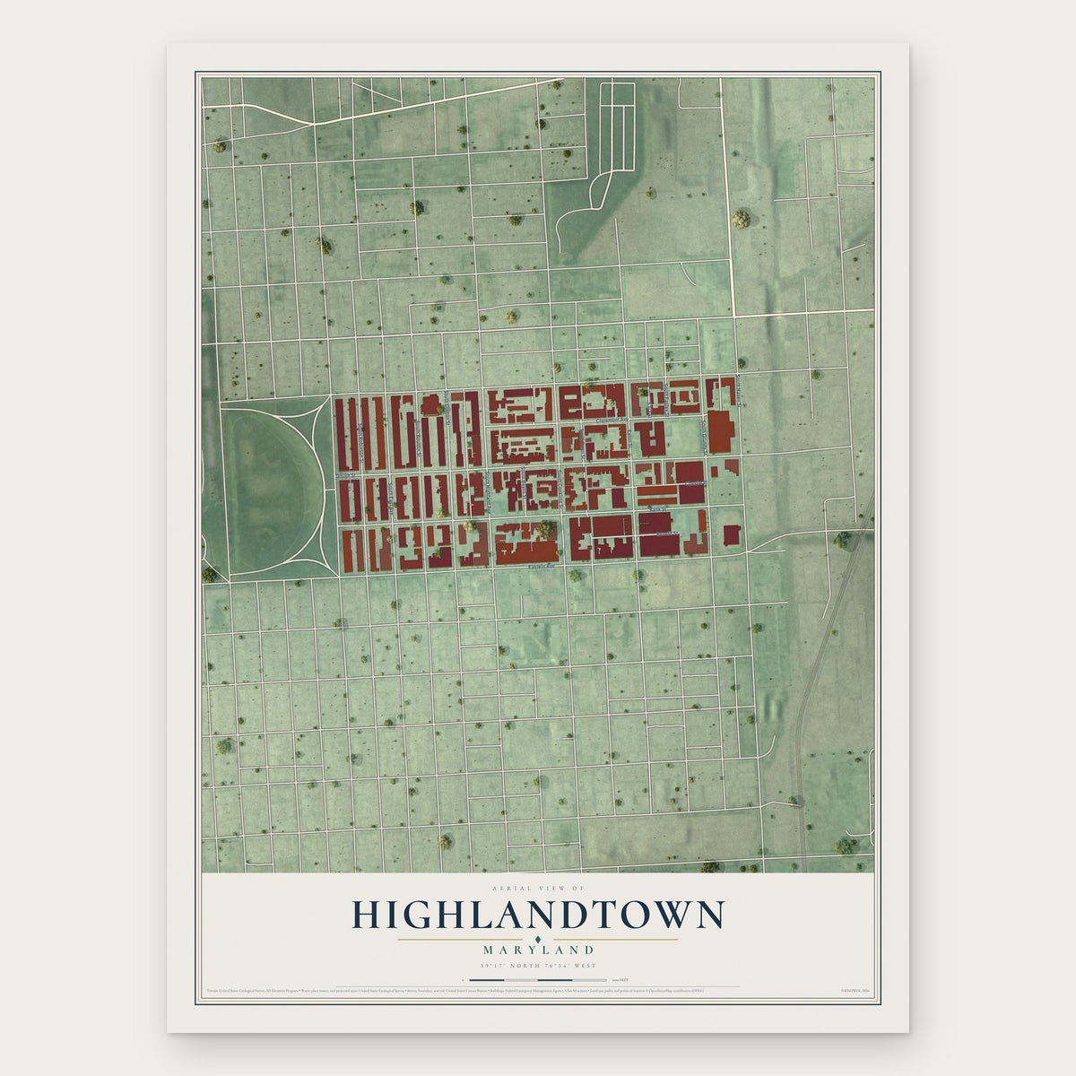 Highlandtown, Maryland map print, the full design