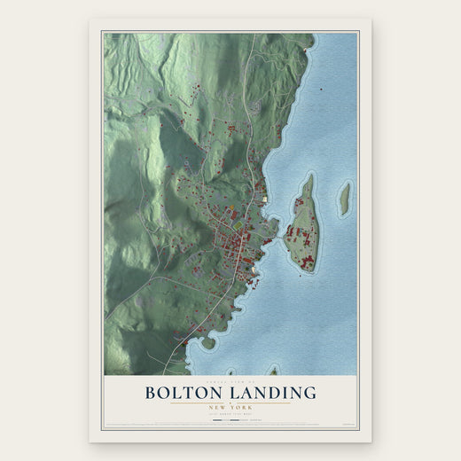 Bolton Landing, New York map print, the full design
