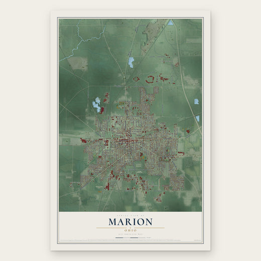 Marion, Ohio map print, the full design