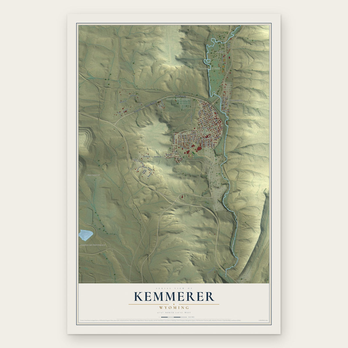 Kemmerer, Wyoming map print, the full design