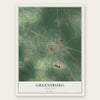 Greensburg, Louisiana map print, the full design