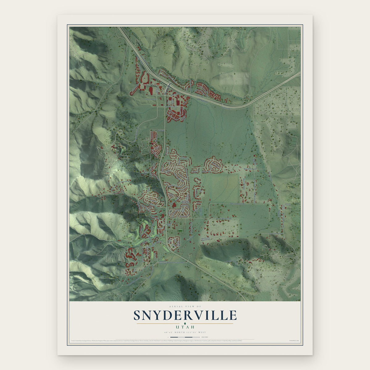 Snyderville, Utah map print, the full design