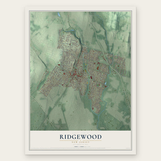 Ridgewood, New Jersey map print, the full design