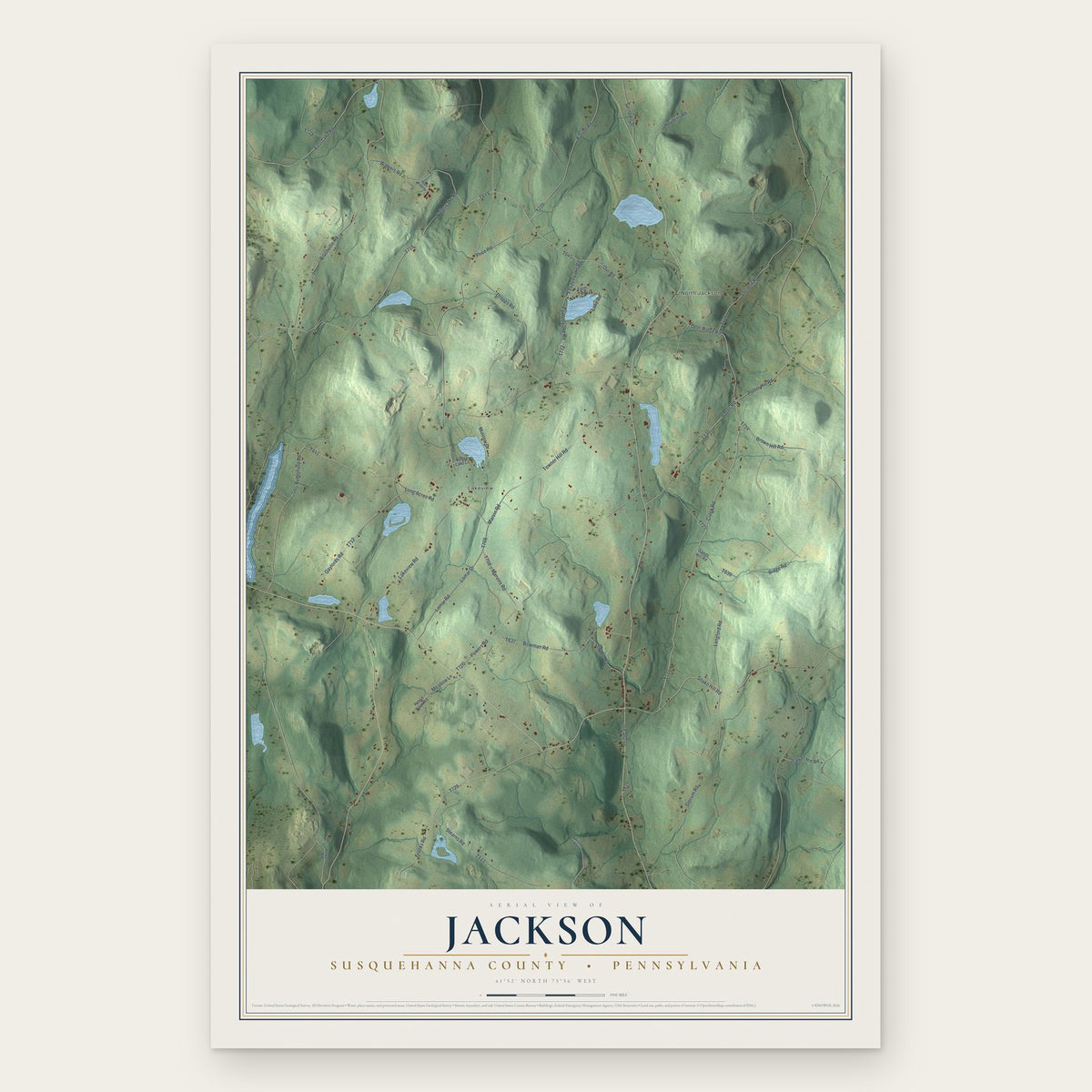 Jackson, Susquehanna County, Pennsylvania map print, the full design