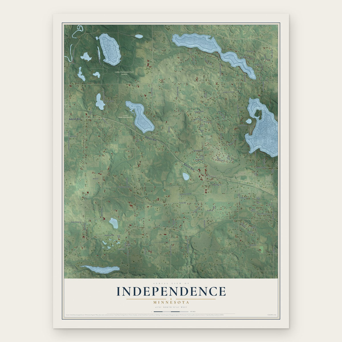 Independence, Minnesota map print, the full design