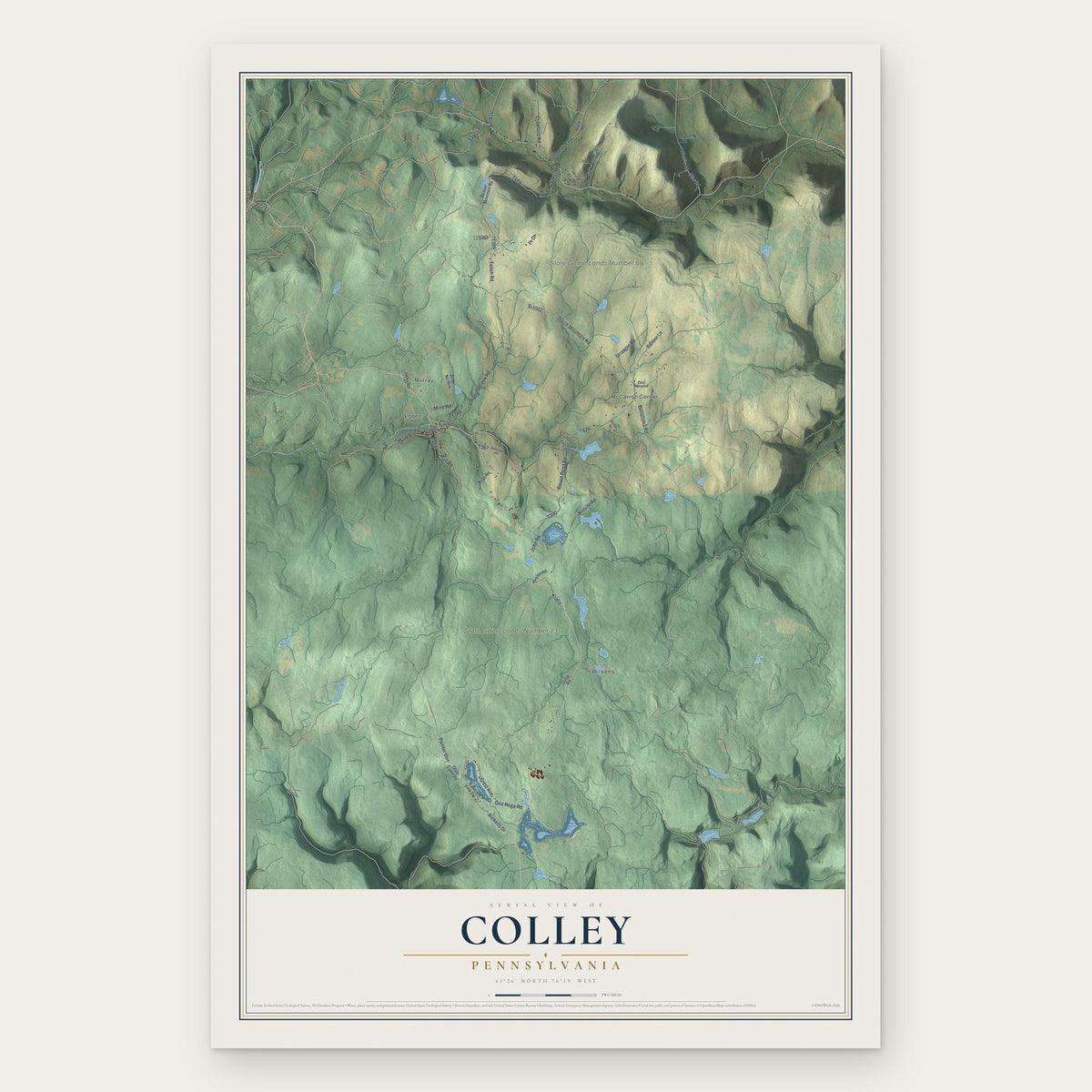 Colley, Pennsylvania map print, the full design