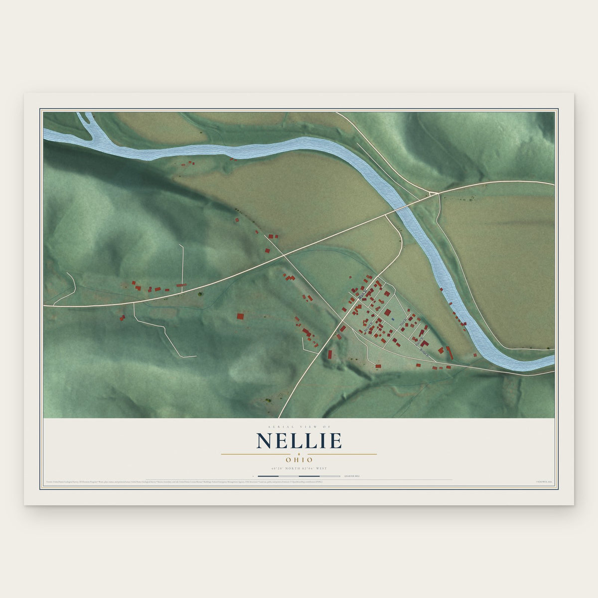 Nellie, Ohio map print, the full design