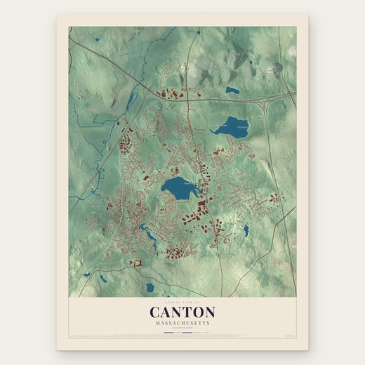 Canton, Massachusetts map print, the full design