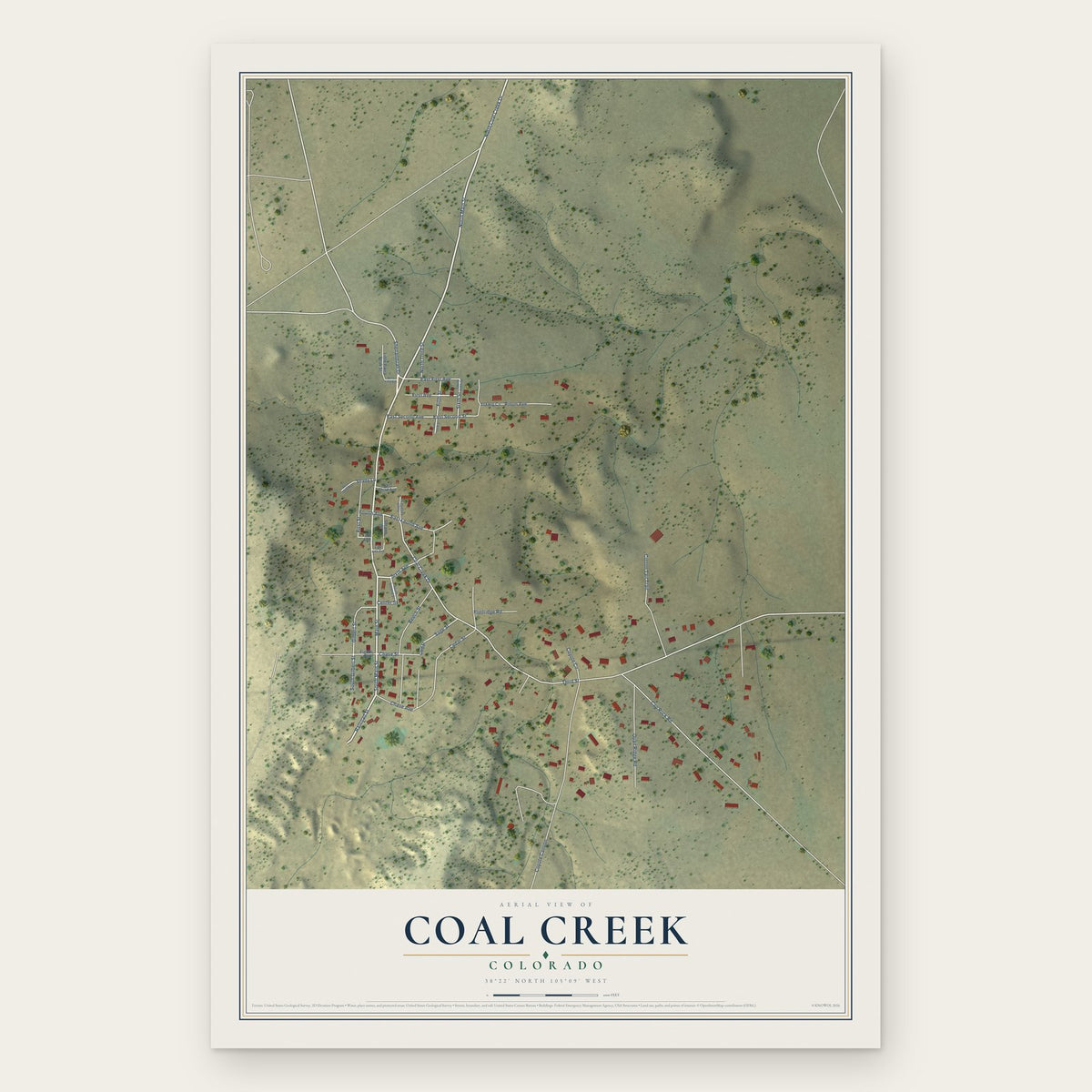 Coal Creek, Colorado map print, the full design
