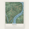 Watts, Pennsylvania map print, the full design