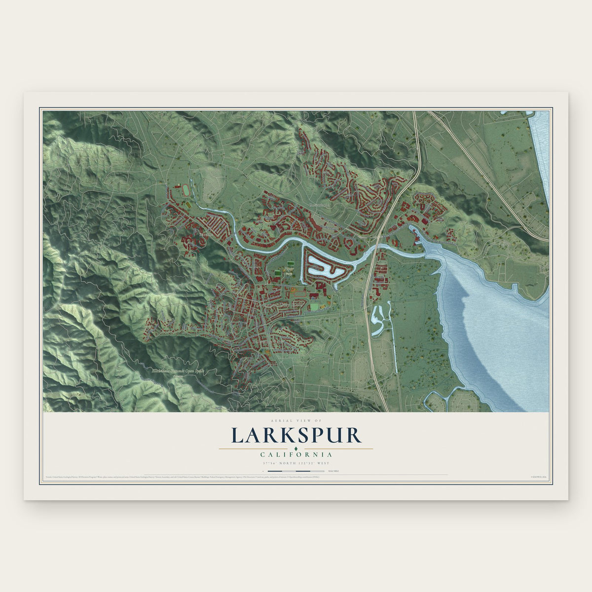 Larkspur, California map print, the full design