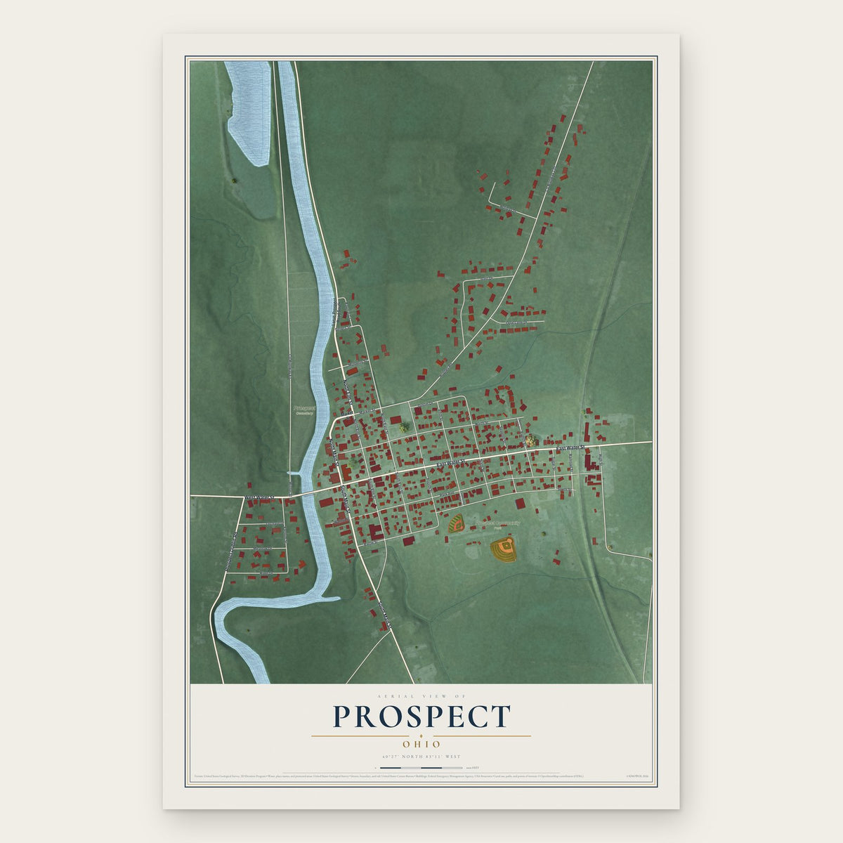 Prospect, Ohio map print, the full design