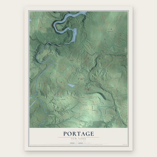 Portage, New York map print, the full design
