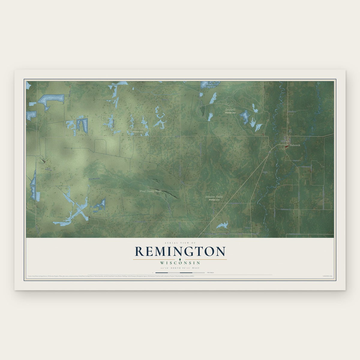 Remington, Wisconsin map print, the full design