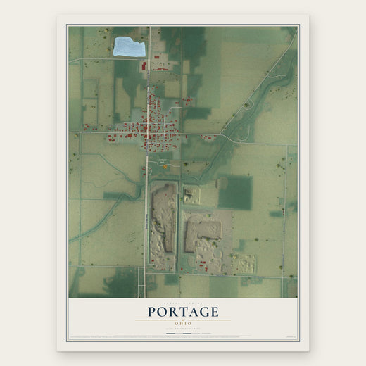 Portage, Ohio map print, the full design