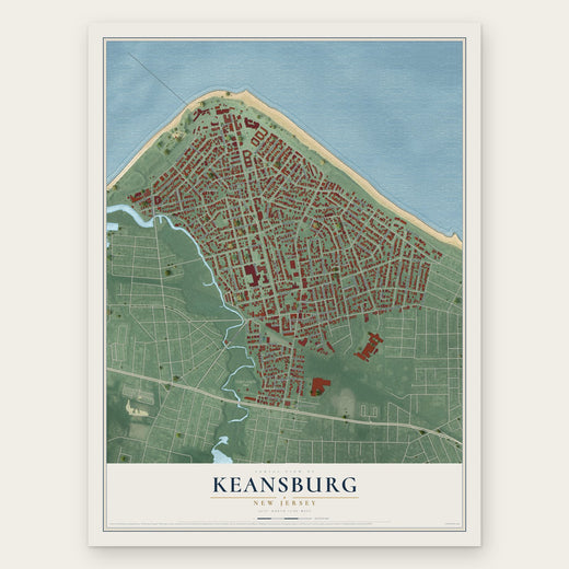 Keansburg, New Jersey map print, the full design