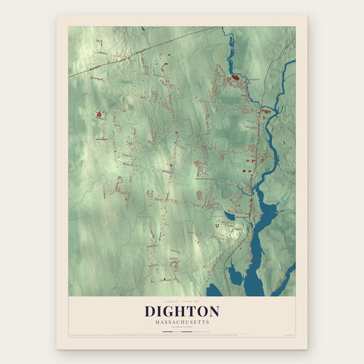 Dighton, Massachusetts map print, the full design