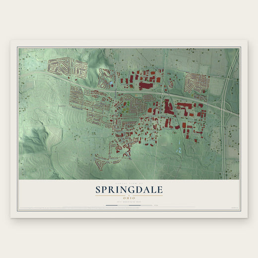 Springdale, Ohio map print, the full design