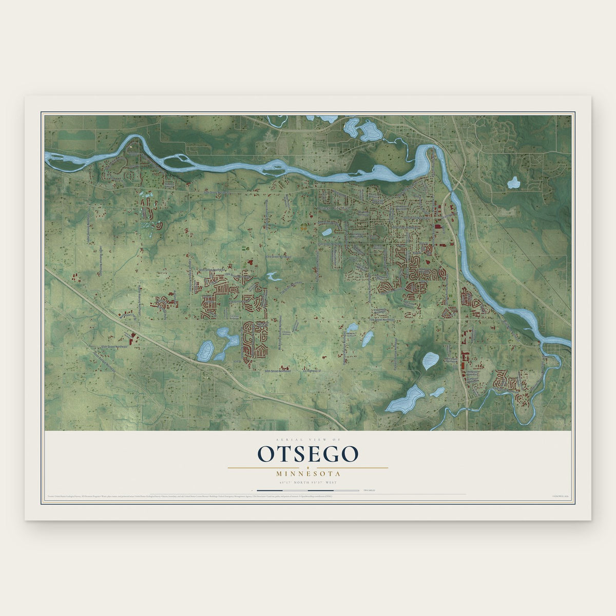 Otsego, Minnesota map print, the full design