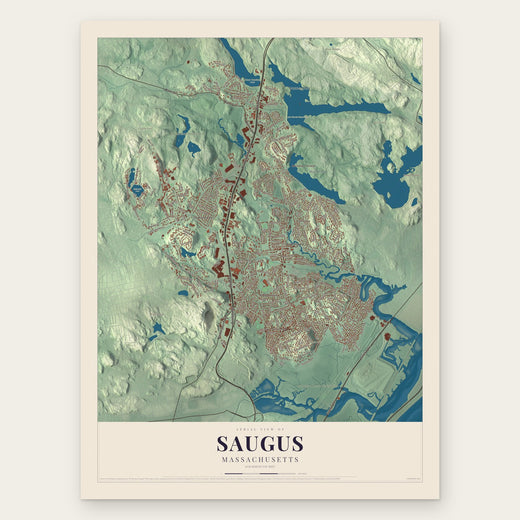 Saugus, Massachusetts map print, the full design